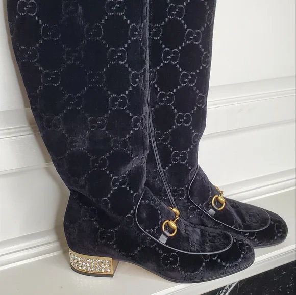 AUTHENTIC GUCCI SUEDE SIGNATURE BOOTS - Picture 5 of 13